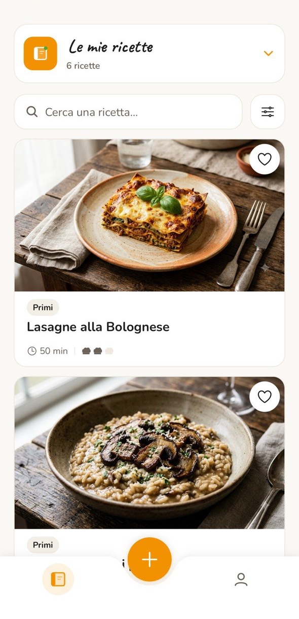 L'app Mochi che mostra il tuo ricettario con le ricette salvate